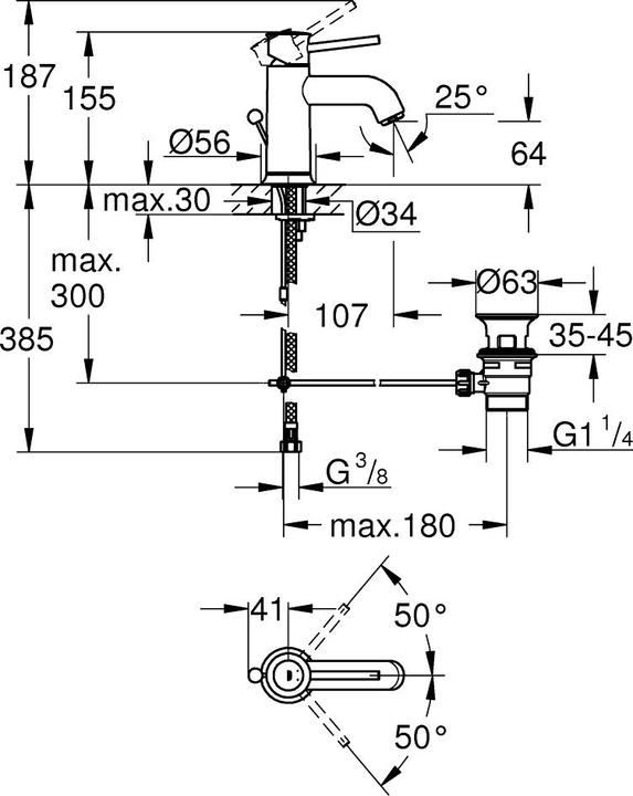 Produktbild Grohe Start Classic Einhand-Waschtischbatterie, 1/2" S-Size