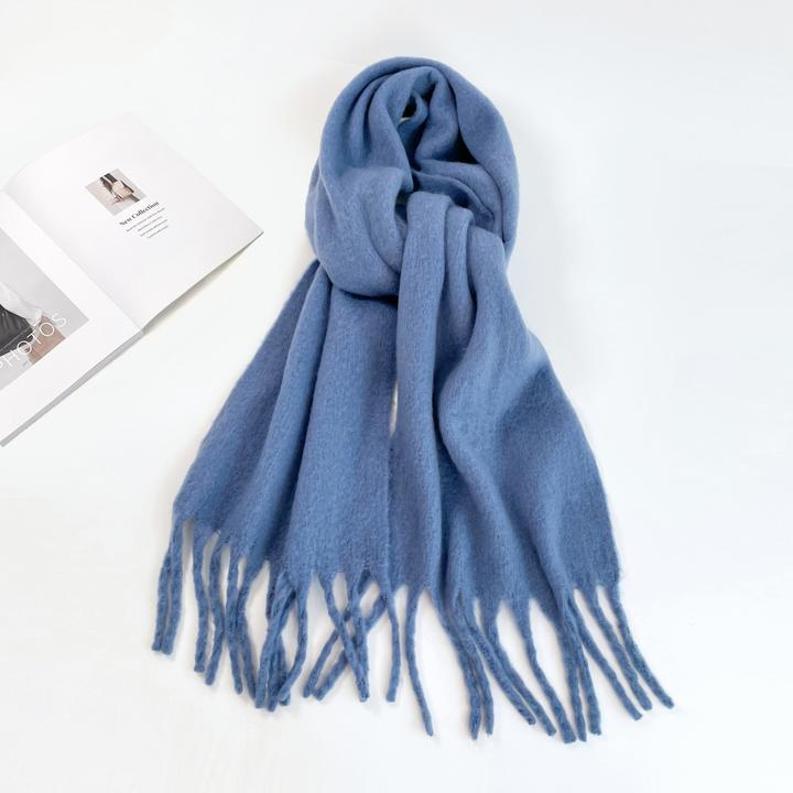 Produktbild Only-Bags.Store Solide Farbe Plüsch Warm Chunky Schal Lange Einfache Grosse Verdickte Quaste Schal Winter Outdoor