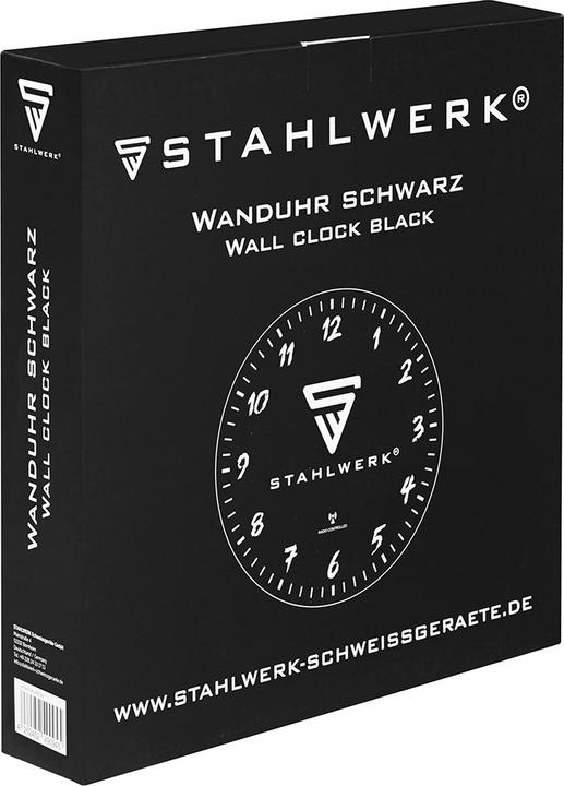 Immagine prodotto Stahlwerk Orologio da parete 30 cm nero da officina con cassa in alluminio Movimento RCC (30 cm)