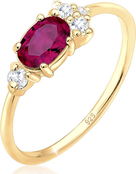 Actual product image Elli verziert mit Zirkonia Kristallen und Synthetischer Rubin (54, 925 Silver)
