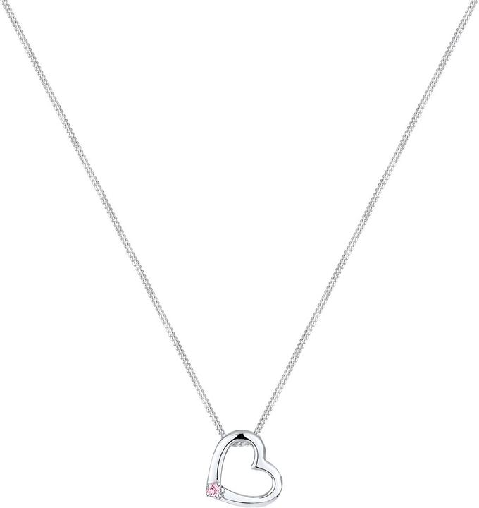 Immagine prodotto Elli mit Herz-Anhänger und Rosa Kristall (Argento, 45 cm)
