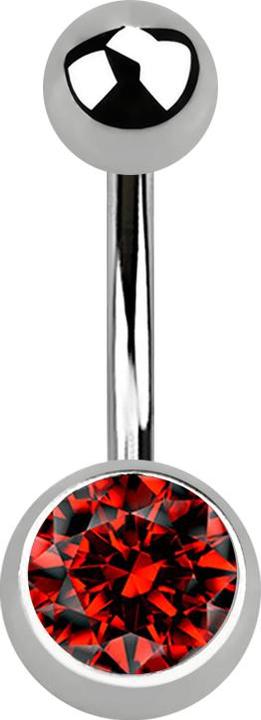 Produktbild Star Piercing Banane silber mit Kugel und Kugel Kristall rot (ohne Messing, Titan G23)