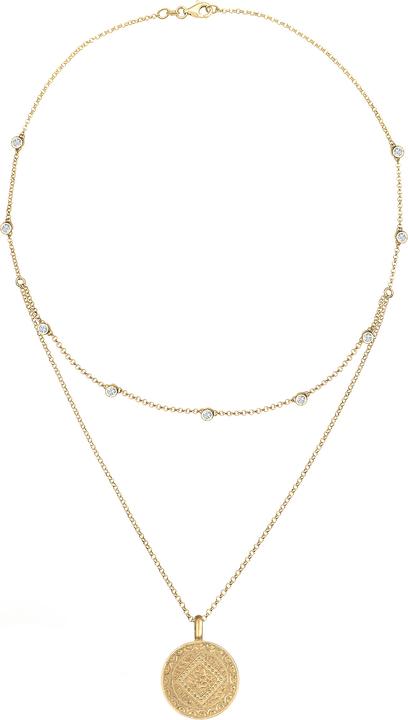 Immagine prodotto Elli 2-lagige Kette Münz-Anhänger Kristallen (Argento, 40 cm)