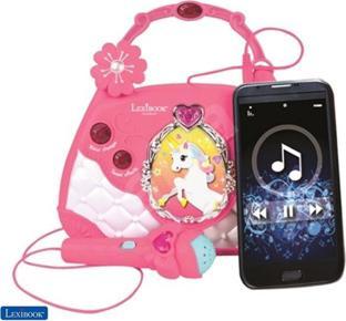 Actual product image Lexibook Unicorn karaoke and music speaker in handbag design, microphone, voice changer, audio-in cable