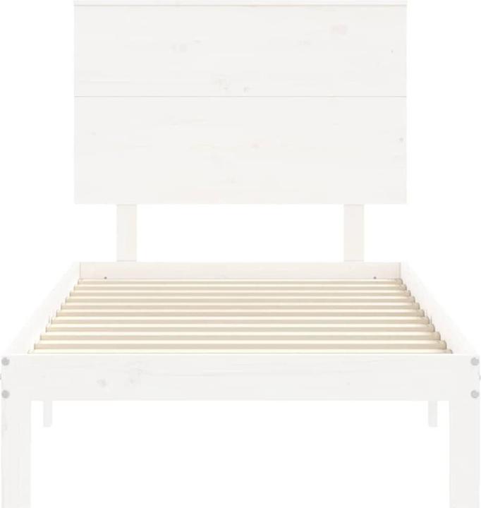 Produktbild VidaXL Massivholzbett mit Kopfteil Weiss 3FT Single (90 x 190 cm)