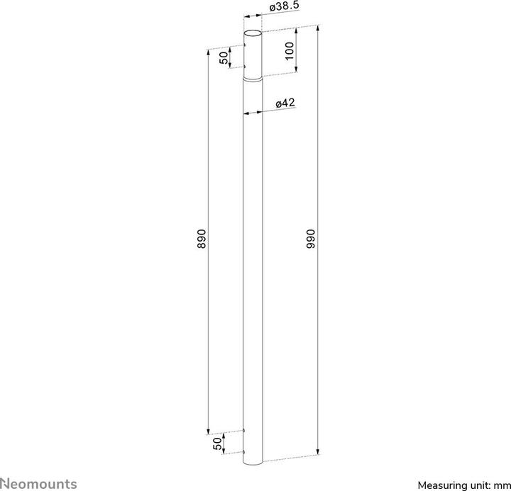 Immagine prodotto Neomounts Asta di prolunga per proiettore a soffitto/h?v 89cm/nero (Soffitto)