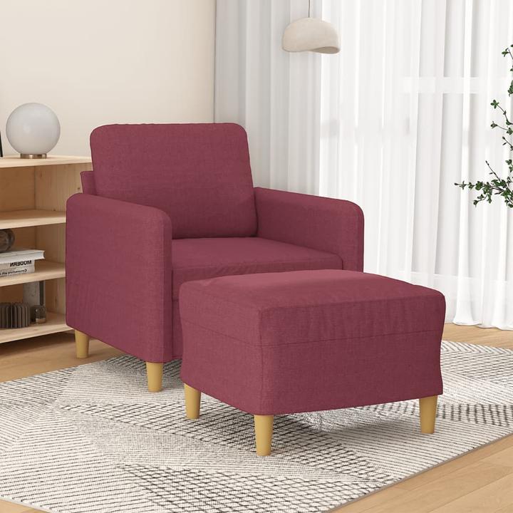 Produktbild VidaXL Sessel mit Hocker Weinrot 60 cm Stoff,Farbe