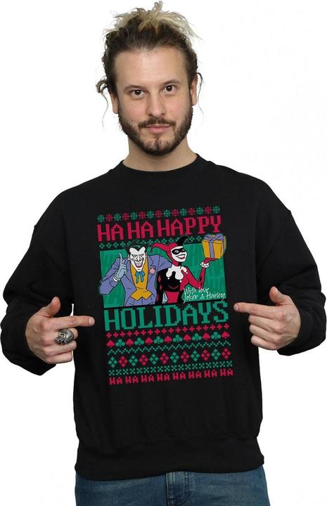 Immagine prodotto Felpa uomo Joker e Harley Quinn Ha Ha Happy Holidays in cotone (XL)