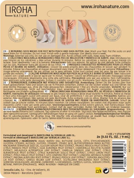 Immagine prodotto Iroha Nature Natura - Maschera per piedi Calzini Riparazione Pesca (Maschera del piede, 9 ml)