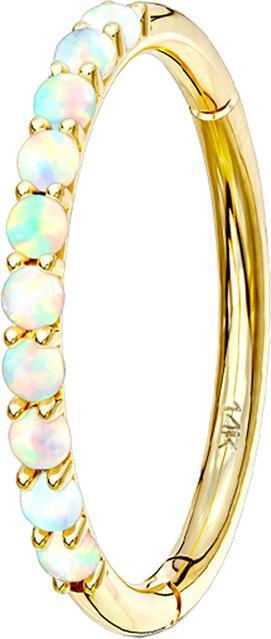 Star Piercing Micro Segmentring klappbar 14k gold seitlich Opale weiss (ohne Messing, 14k Gold)