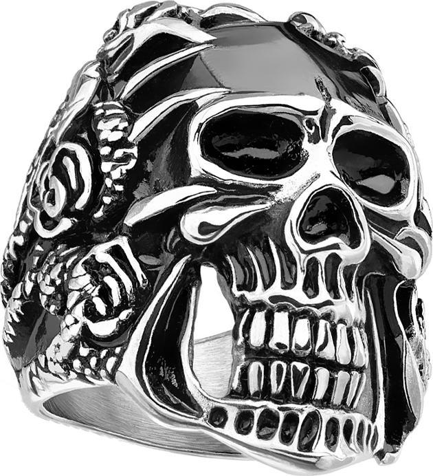 Immagine prodotto Star Piercing Anello teschio d'argento con rose (Acciaio chirurgico 316L, senza ottone)
