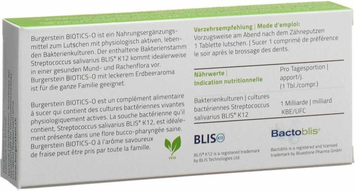 Valori nutrizionali e ingredienti Burgerstein Biotics-O (30 Pezzo/i, Pillole, 41 g)