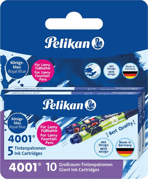 Immagine prodotto Pelikan Cartucce d'inchiostro per penna stilografica LAMY, stampa colorata blu reale => motivi assortiti (cartucce d'inchiostro, Blu reale)