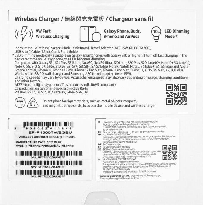 Actual product image Samsung Wireless Charger Pad (9 W)