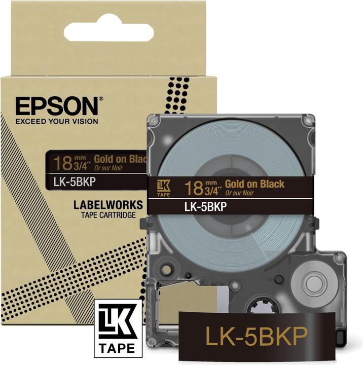 Produktbild Epson Metallic Black/Gold 18mm LK-5BKP (1.80 cm, Schwarz)