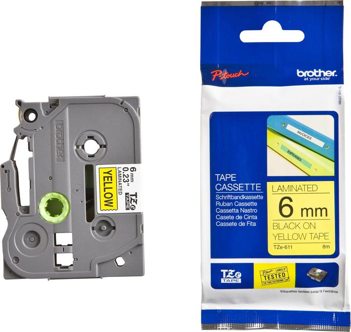 Actual product image Brother Tze-611 (0.60 cm, Black)
