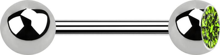 Image du produit Star Piercing Barbell argent avec boule et cristal boule vert clair (sans laiton, Titane G23)