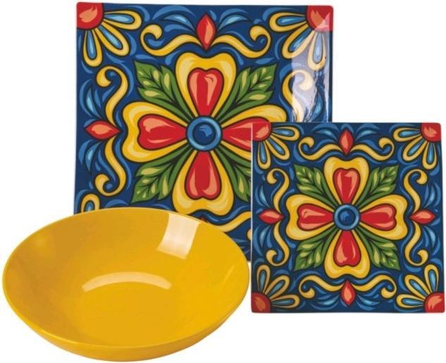 Villa D'Este Home Tivoli Riviera Maya Tableware Set Porcelain and Stoneware 18pcs (6 Piece)