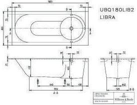 Actual product image Villeroy & Boch V&B Built-in bath LIBRA R-corner1800x800mm white (180 cm, 80 cm)