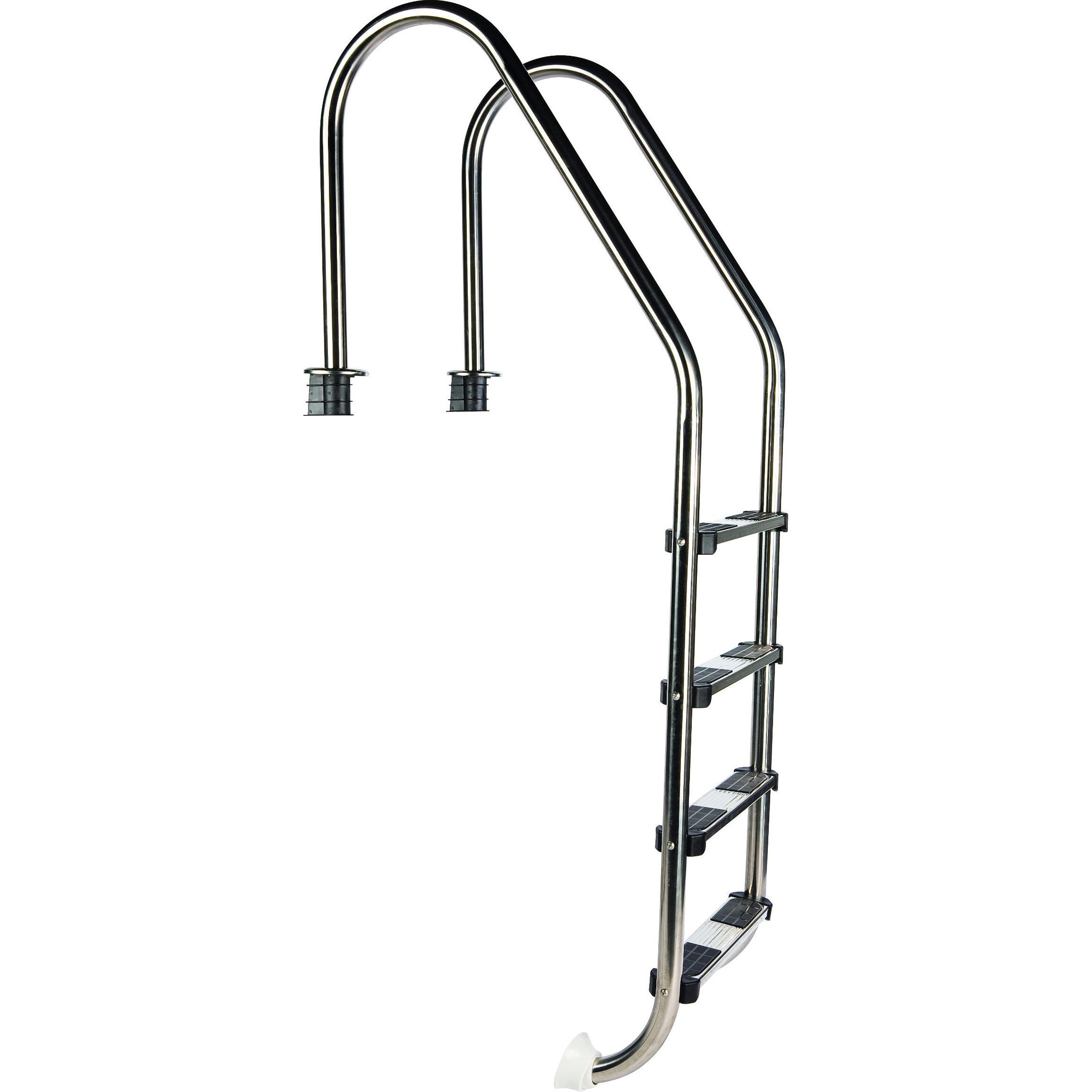 Poolleiter Edelstahl 4-stufig - Für 150 Cm Beckentiefe, Schmal, Rutschfeste Stufen