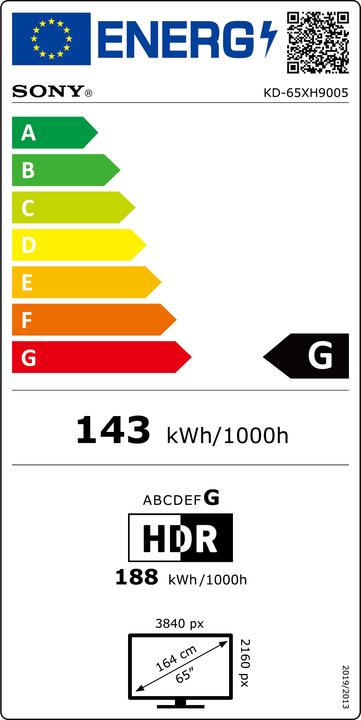 Energie-Label Sony KD65XH9005 (65", LCD, 4K, 2020)