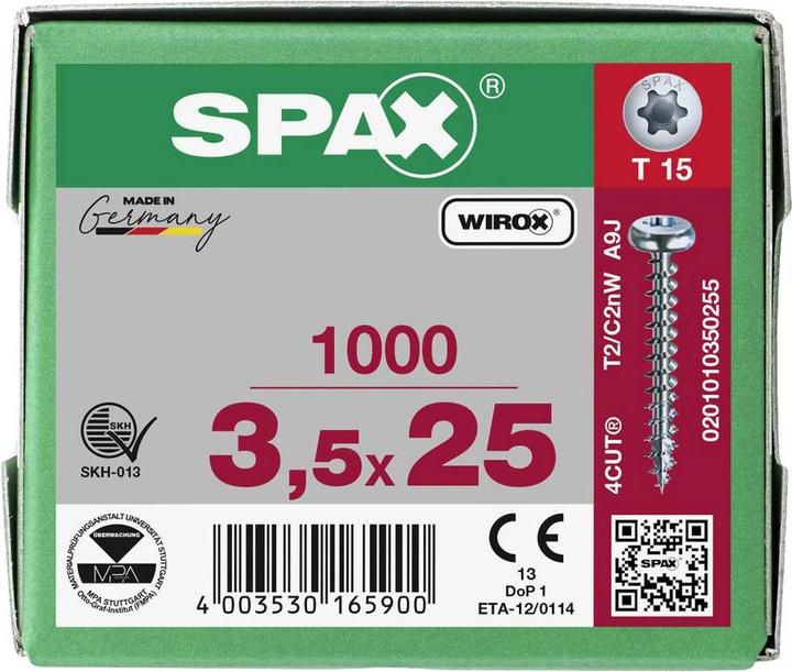 Produktbild Spax Spanplattenschrauben PH T15 3,5x25 mm (1000 Schrauben pro Stück)