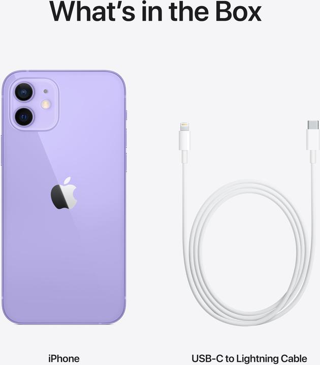 Actual product image Apple iPhone 12 (64 GB, Purple, 6.10", SIM + eSIM, 12 Mpx, 5G)