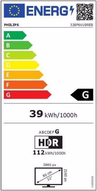 Energie-Label Philips 328P6VUBREB/00 (3840 x 2160 Pixel, 32")