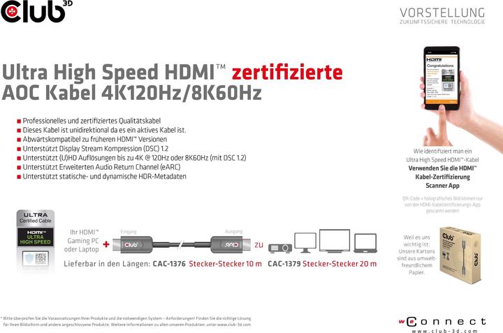 Image du produit Club 3D HDMI (Typ A) — HDMI (Typ A) (20 m, HDMI)