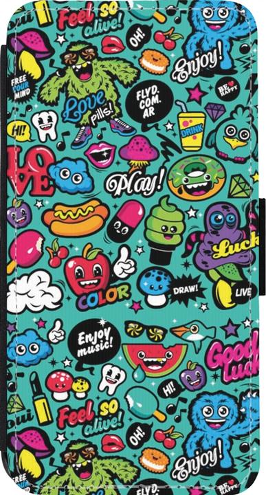 Produktbild PhoneLook Hülle Wallet schwarz Cartoons old school (Apple iPhone 13 Pro)