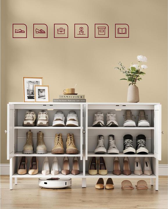 Actual product image Vasagle Country style shoe cabinet 120 x 70 cm, white (120 x 70 x 35 cm)