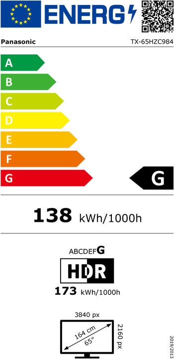 Energie-Label Panasonic TX-65HZC984 (65", OLED, 4K, 2020)