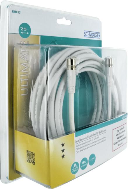 Image du produit Schwaiger KDAK75 532 7.5m F F Blanc Câble coaxial (10 dB, Câble satellite)