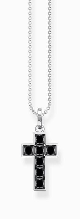 Produktbild Thomas Sabo Kette Kreuz schwarze Steine silber (925er Silber, 40 - 45 cm)