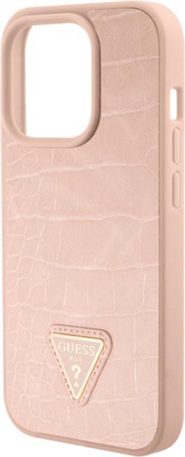 Produktbild Guess GUHCP15LPCRTHCP iPhone 15 Pro 6.1" różowy/pink hardcase Croco Triangle Metal Logo (Apple iPhone 15 Pro)