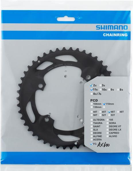 Produktbild Shimano Kettenblatt GRX FC-RX810 2-f. 46Z|2-v. 46Z (46)