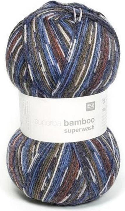 Actual product image Rico Design Wool Bamboo for socks 4-thread, 100 g, Blue Brown (420 m)