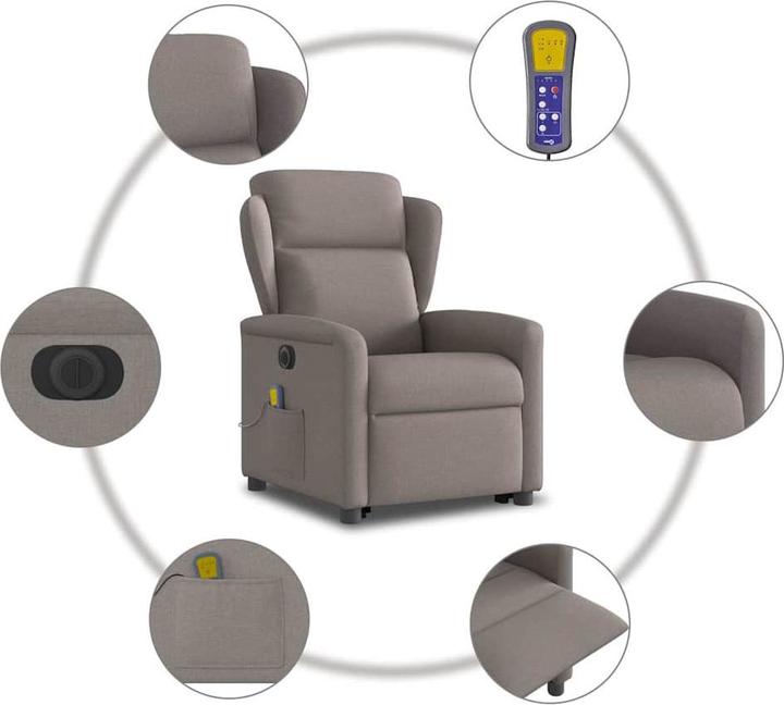 Image du produit VidaXL Fauteuil de massage électrique releveur Taupe Tissu