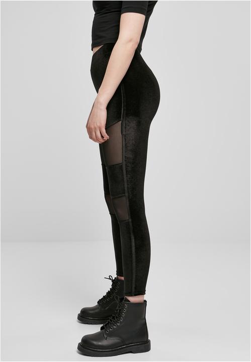 Actual product image Urban Classics Ladies Velvet Tech Mesh Leggings (M)