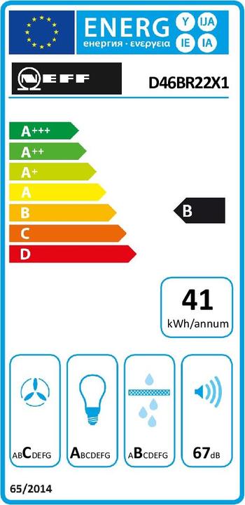 Label énergétique Neff D46BR22X1 (Hotte écran plat)