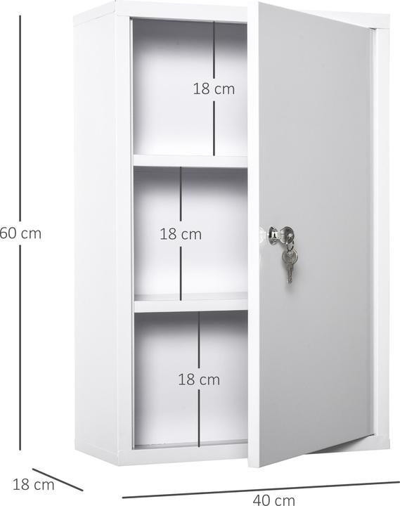 Image du produit Kleankin Armoire à pharmacie (40 x 18 x 60 cm)