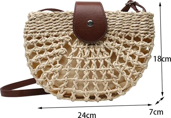 Only-Bags.Store Estate in paglia Ba Fashion Half Circle Bags Rattan Handmade Messenger Handbag Travel Beach Bags