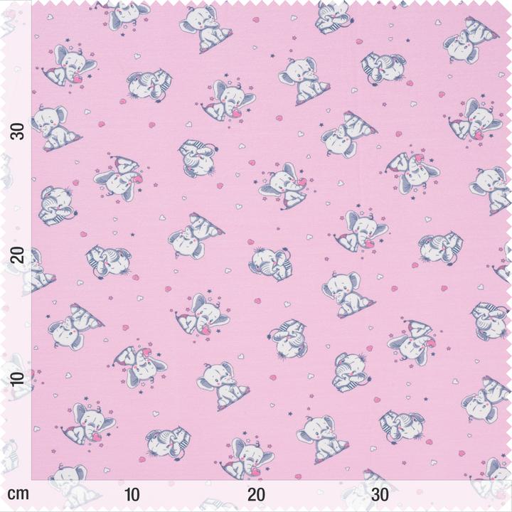 Produktbild VBS Jersey-Stoff "Kleine Elefanten", rosa, 150 cm breit, Meterware