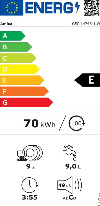 Label énergétique Amica GSP 14746-1 W