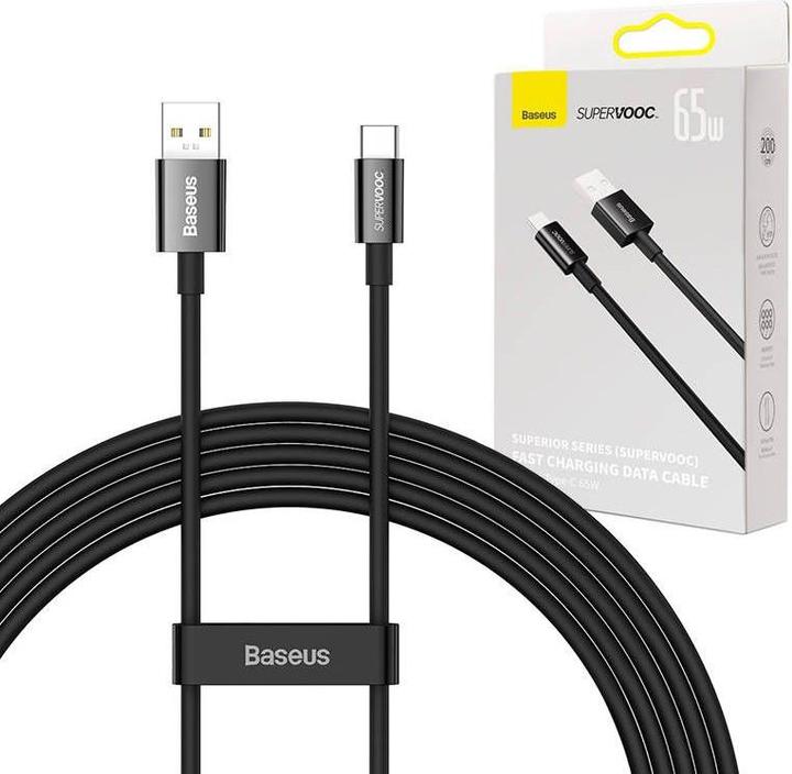 Actual product image Baseus Superior Series (SUPERVOOC) Fast Charging Data Cable USB to Type-C 65W 2m Black (2 m)