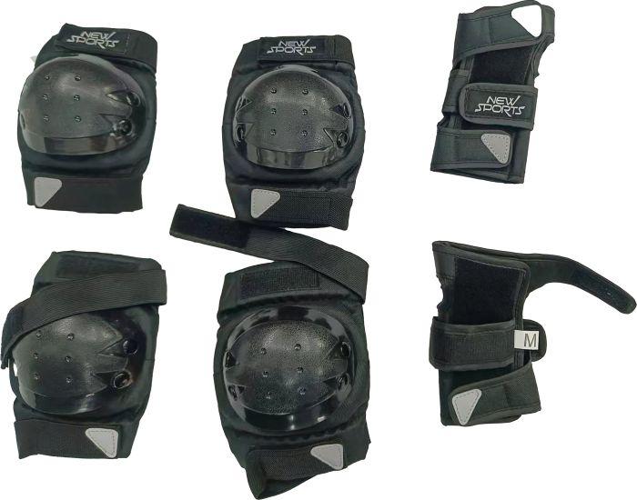 New Sports Kit de protection noir, taille S jusqu'à 25 kg (S, Protège-poignets, Genouillère, Coudes, 6 pièces)