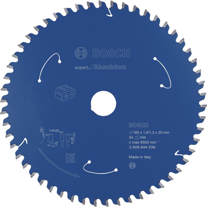 Bosch Professional Zubehör Akku-Kreissägeblatt Expert for Aluminium, 165 x 1,8/1,3 x 20, 54 Zähne