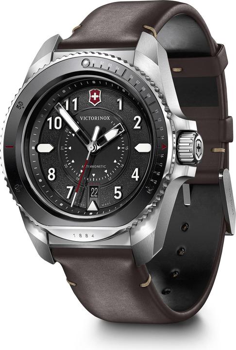 Immagine prodotto Victorinox Journey 1884, Orologio subacqueo, Orologio da uomo, 43 cm, Quadrante nero, Cinturino in pelle (Orologio sub, 43 mm)