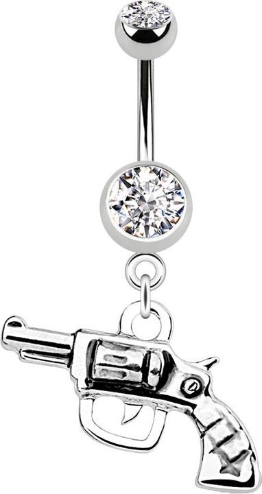 Image du produit Star Piercing Banane argent avec pendentif revolver (Acier chirurgical 316L, sans laiton)