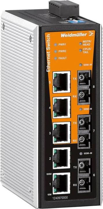 Produktbild Weidmüller Switch Hutschiene 5x10/100Mbps Managebar 1345240000